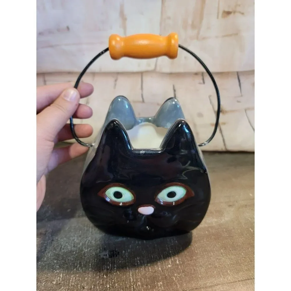 Ceramic Halloween black cat basket‎ decor